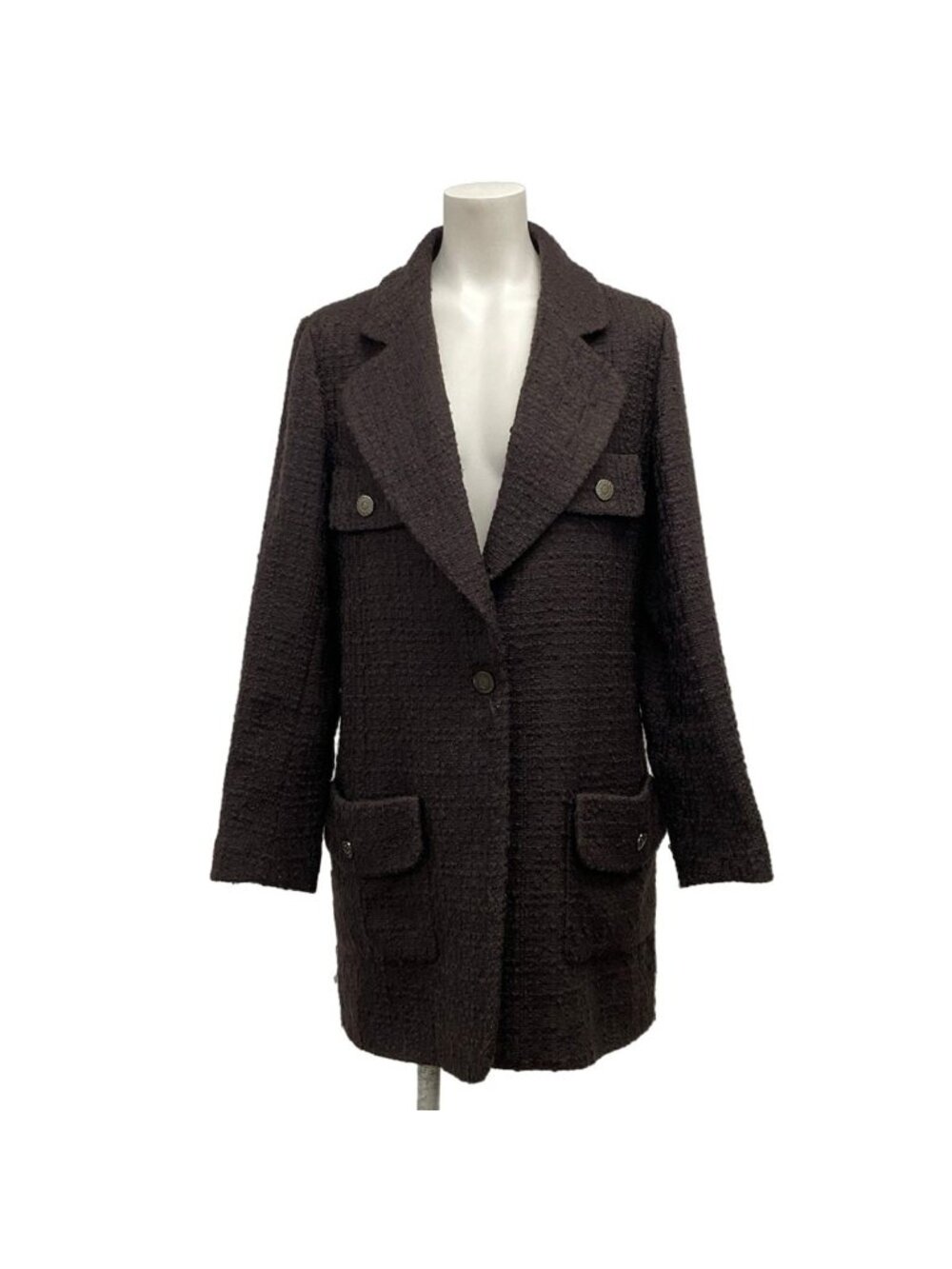 Chanel Coat S Dark Brown Long Sleeve